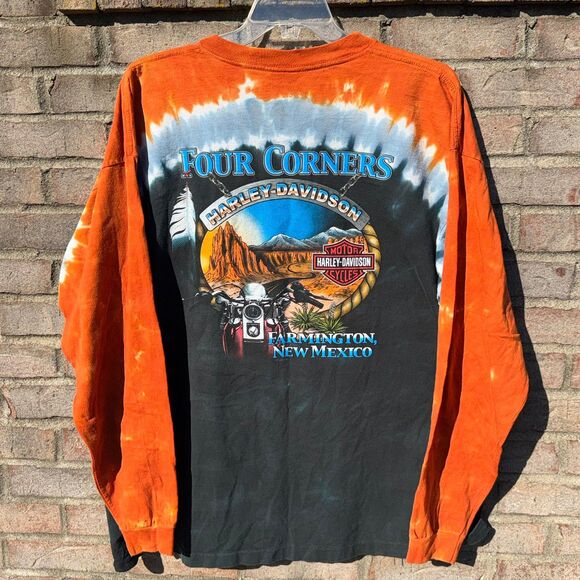 Harley-Davidson Other - Vintage Harley Davidson Shirt XXL Tie Dye Long Sleeve 2003 USA Motorcycle Flame